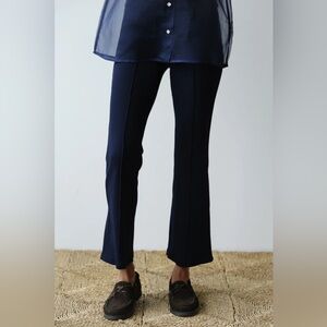 DONNI. The Rib Kick Flare Pants Cropped Navy Blue size M